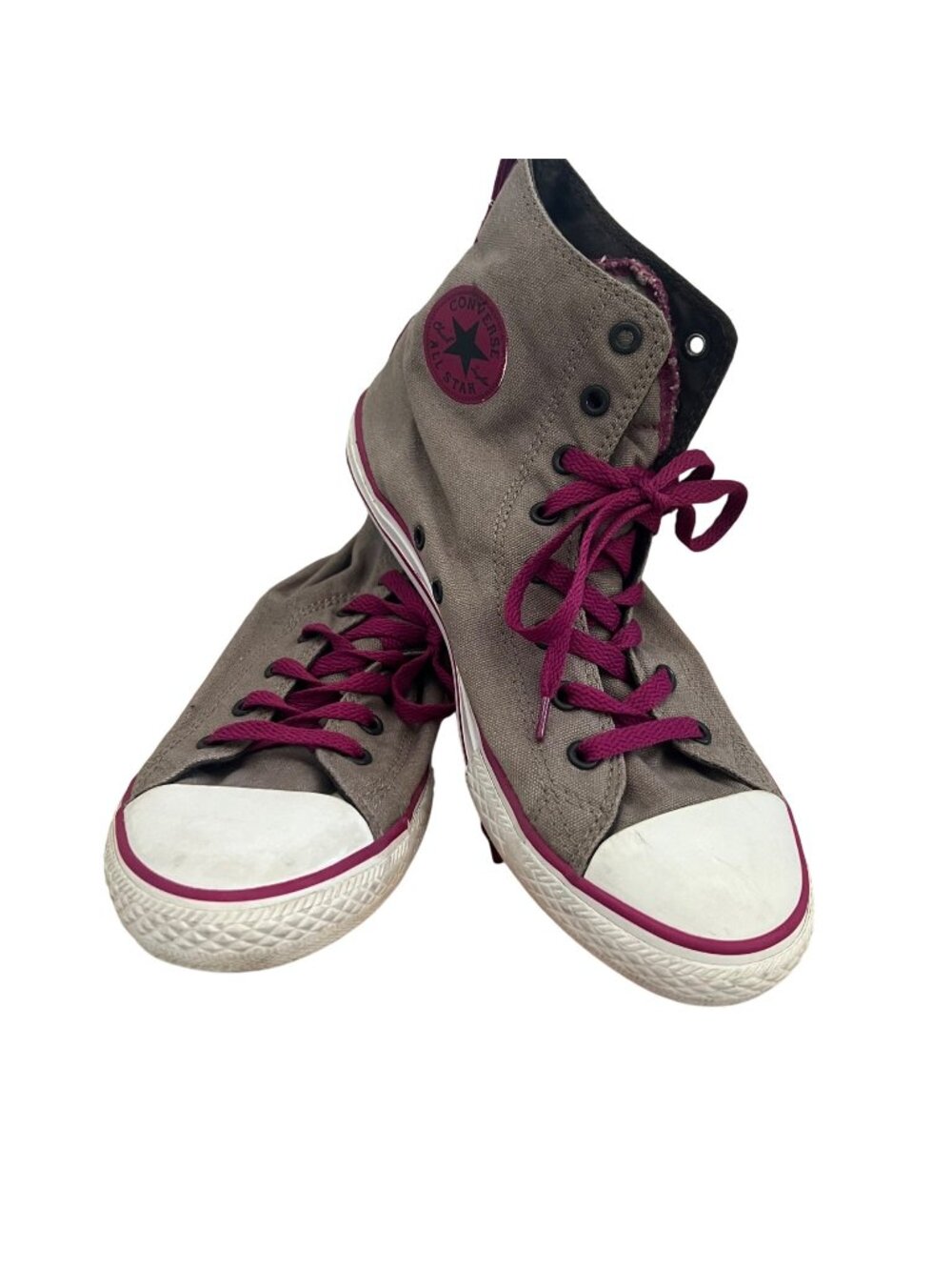Converse Size 6 Gray Pink Chuck Taylor All Star High Top Sneakers Retro Shoes